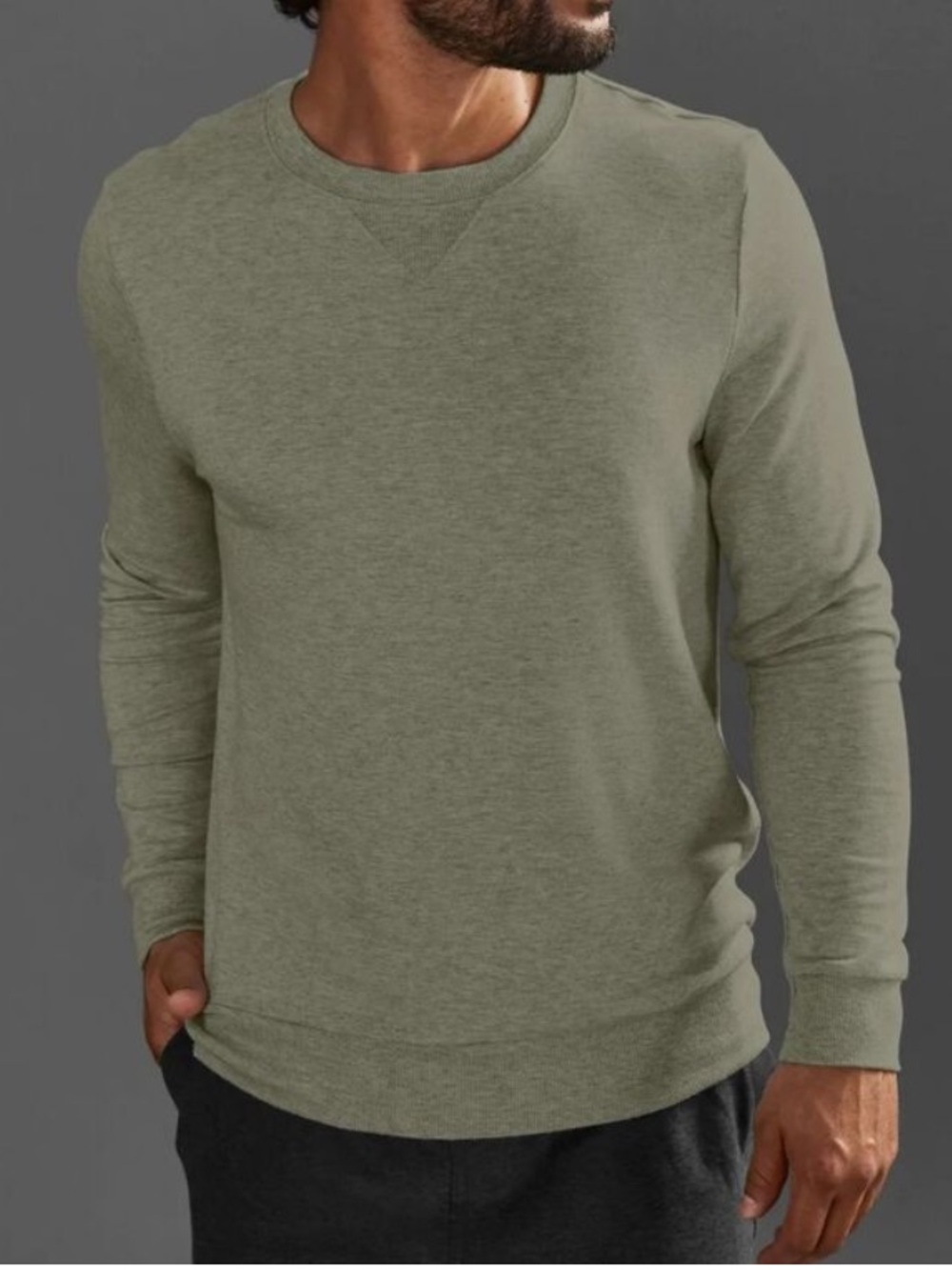 Beyond Yoga Men’s Always Beyond Crew Pullover Olive Green Size Small